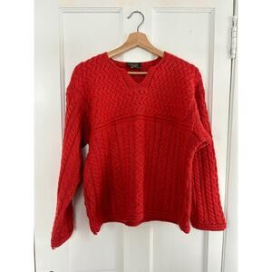 Vintage Carraig Donn Aran Coral Wool Cable Knit Women's Sweater Size Medium